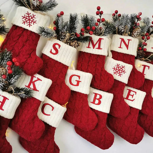 Christmas Alphabet Knitting Socks Christmas Gift Packing Bags Christmas Decorations For Home 2024 Navidad Xmas Tree Ornaments