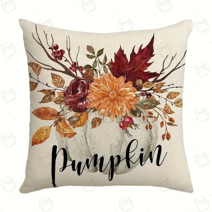 Autumn Thanksgiving Foliage Design Throw Pillow Covers Zippered Polyester Decorative Cushion Covers for Living Room Sofa