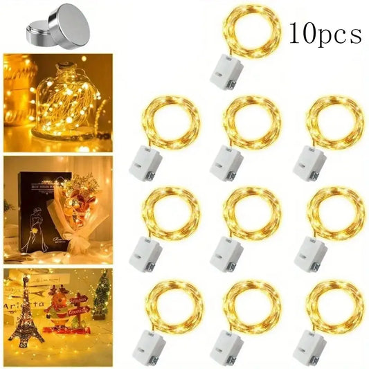 10pcs LED String Lights Small Colored Light Battery Powered Fairy Lights For Christmas Outdoor Decor