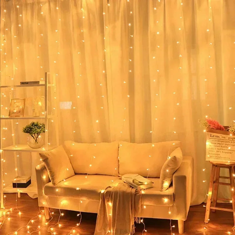 LED Curtain Lights USB Remote Control Fairy String Lights Window New Year Garland Lamp Christmas Festival Lighting