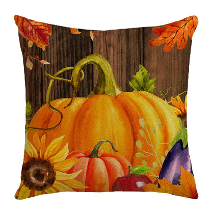 New Fall Thanksgiving Decorative Pillow Cover 45x45cm Couch Cushion Cover Pumpkin Squirrel Print Pillowcase Holiday Decorations