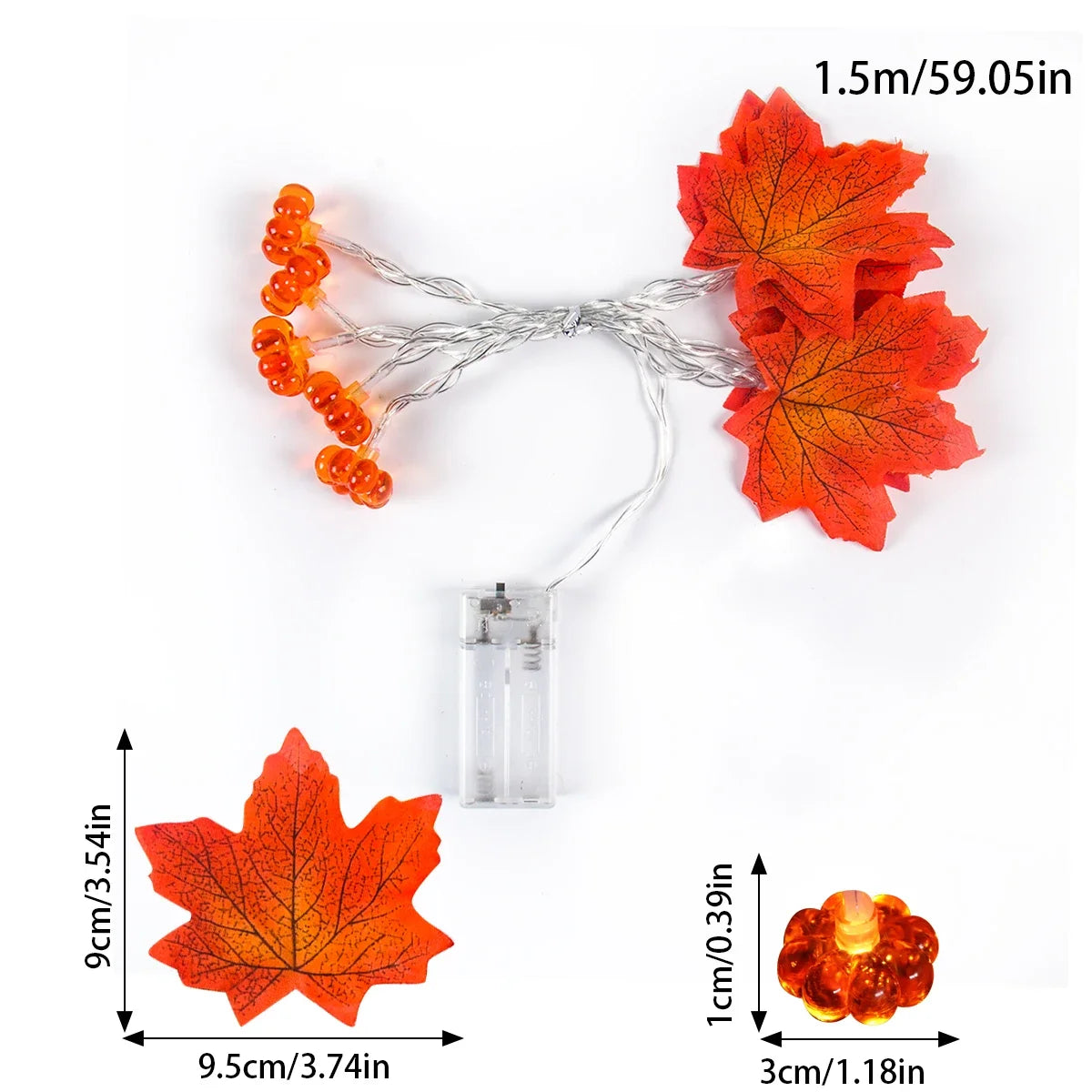 Artificial Fall Maple Leaves Pumpkin Garland Led Autumn Decorations Fairy Lights Halloween Thanksgiving Party DIY Supplies Props