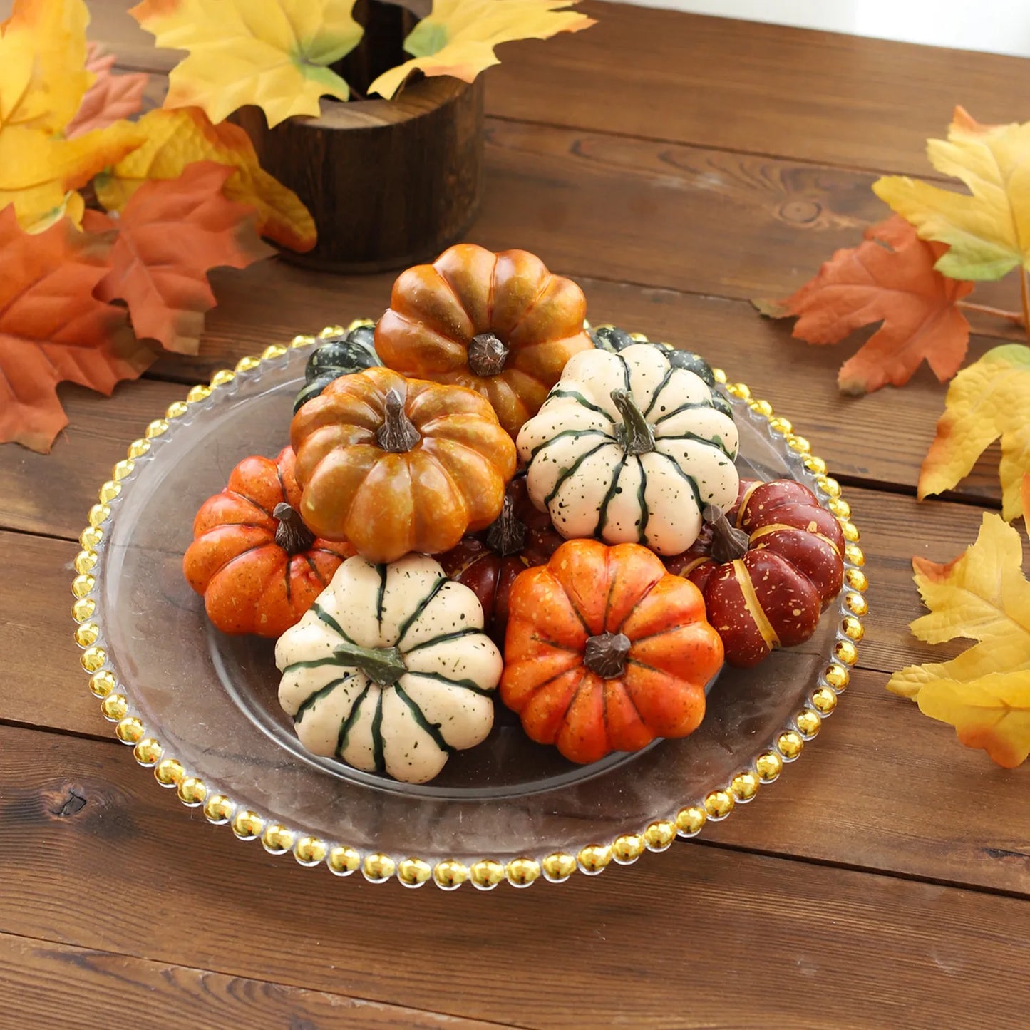 10Pcs Artificial Pumpkin Halloween Decorations for Home Mini Fake Pumpkin Autumn Harvest Party Thanksgiving Ornaments Props