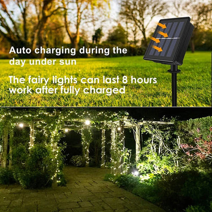 Outdoor Solar String Light 500/300/200/100/50 LED Fairy Garland 8 Mode Garden Yard Party Christmas Decoration Copper Wire Lamp