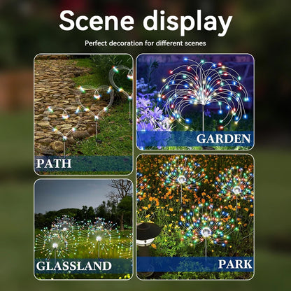 Solar Fireworks Lights - 8 Lighting Modes, IP65 Waterproof, Outdoor Festival Decorative Lights For Courtyard, Lawn, Garden